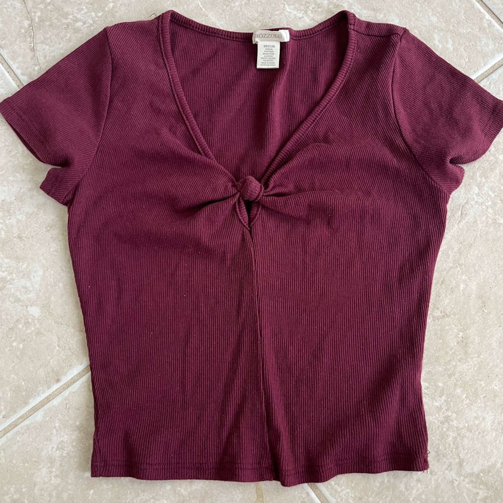 BOZZOLO 💌 Burgundy tie-front top